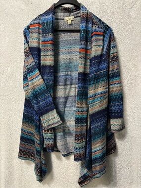 Vintage Havana Blue Multi-Striped Open Cardigan